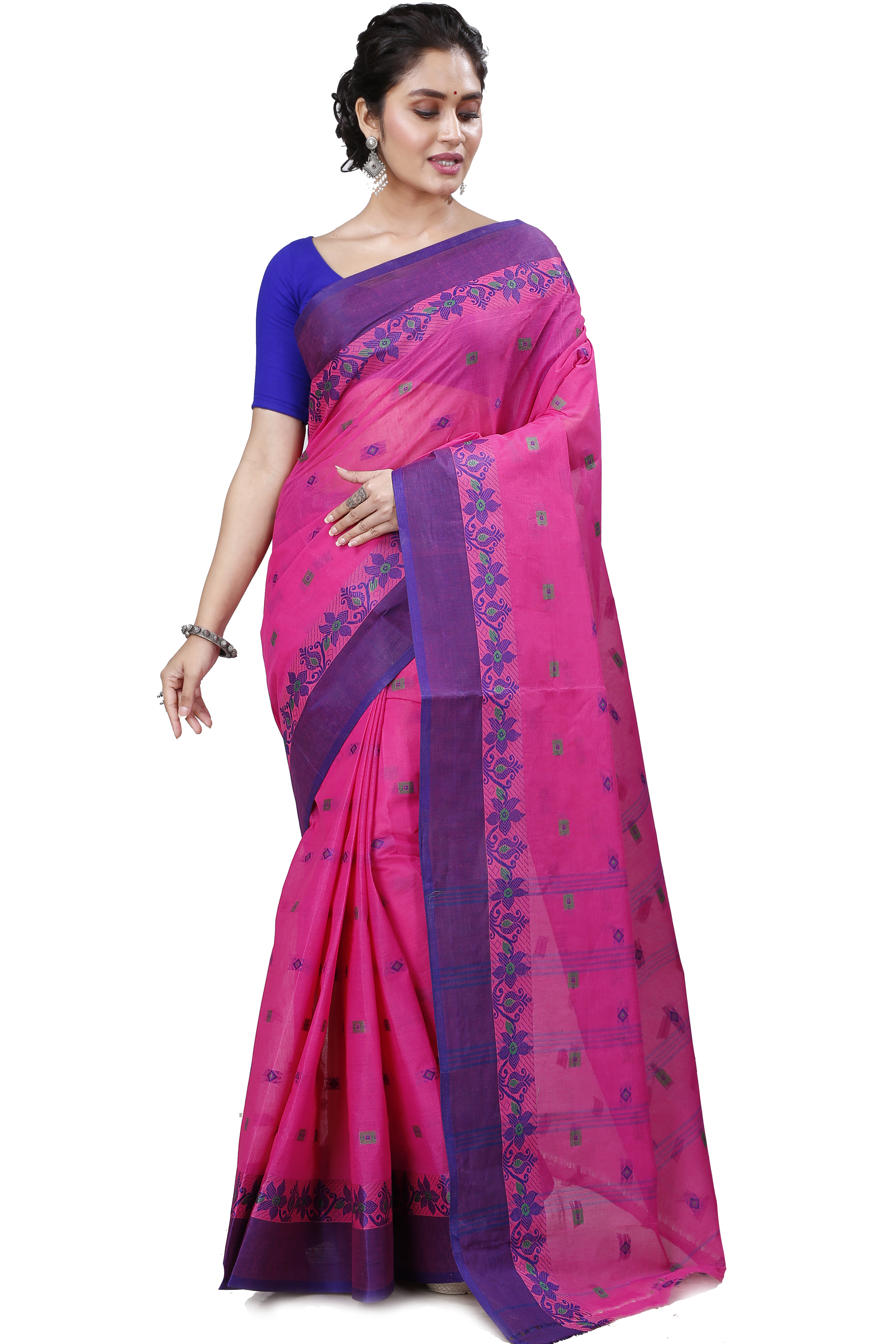 Purple Pure Cotton Ramala Tant Saree (962)